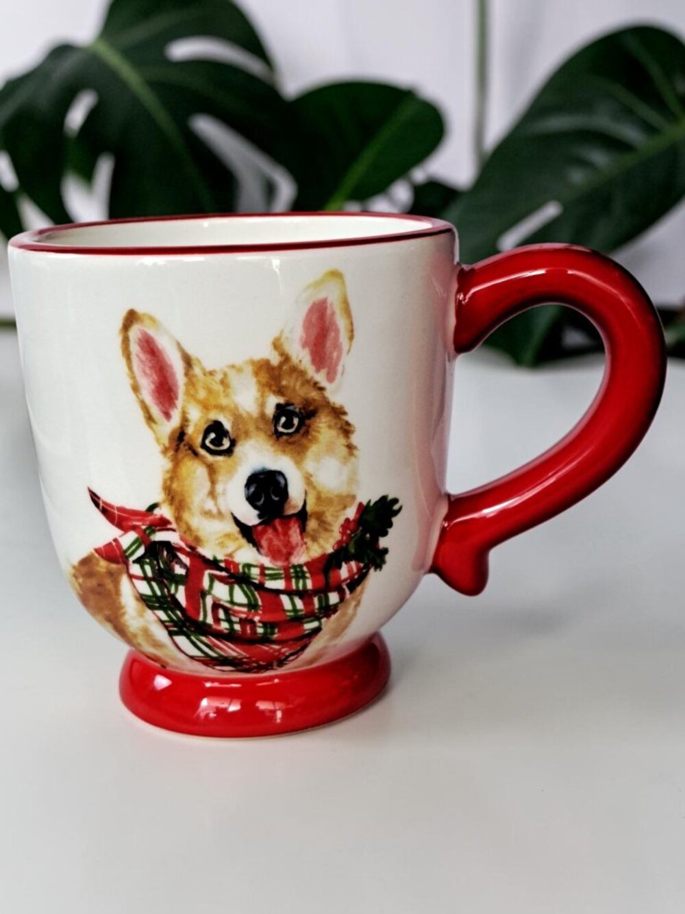 Potter's Studio CHRISTMAS Holiday CORGI Footed Mug 16oz